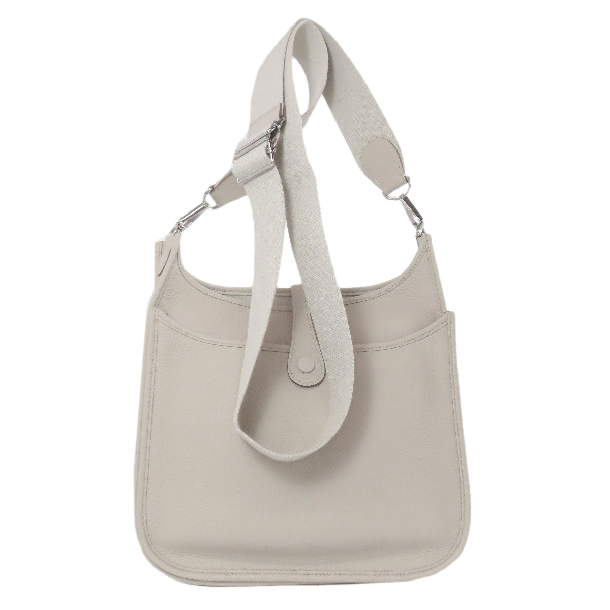 HERMES Shoulder Bag Taurillon Clemence white Evelyn 3 PM SilverMetal