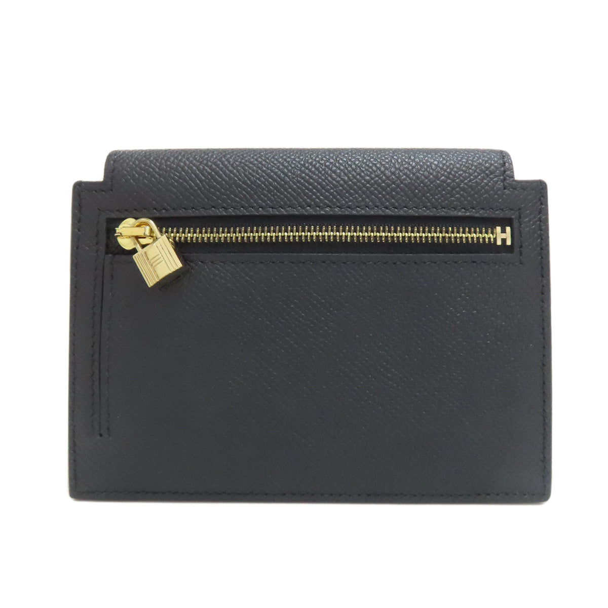 HERMES Coin case Epsom black Kelly Pocket Gold Metal