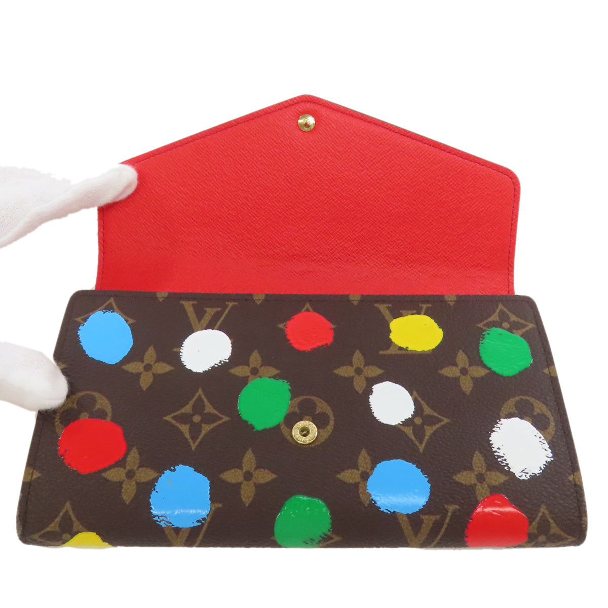 LOUIS VUITTON Long Wallet Purse M81980 Monogram canvas Brown Portefeuilleã»Sarah collaboration with Yayoi Kusama