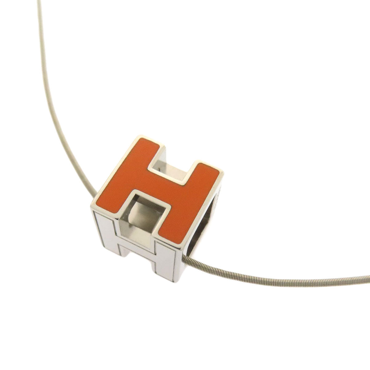 HERMES Necklace metallic Orange H cube
