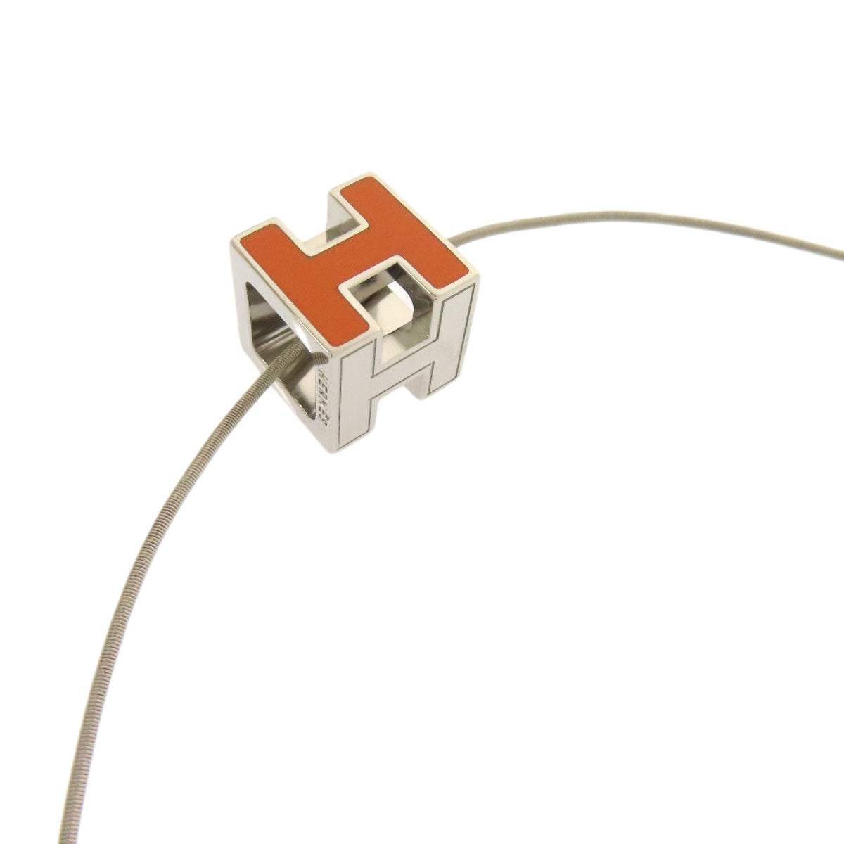 HERMES Necklace metallic Orange H cube