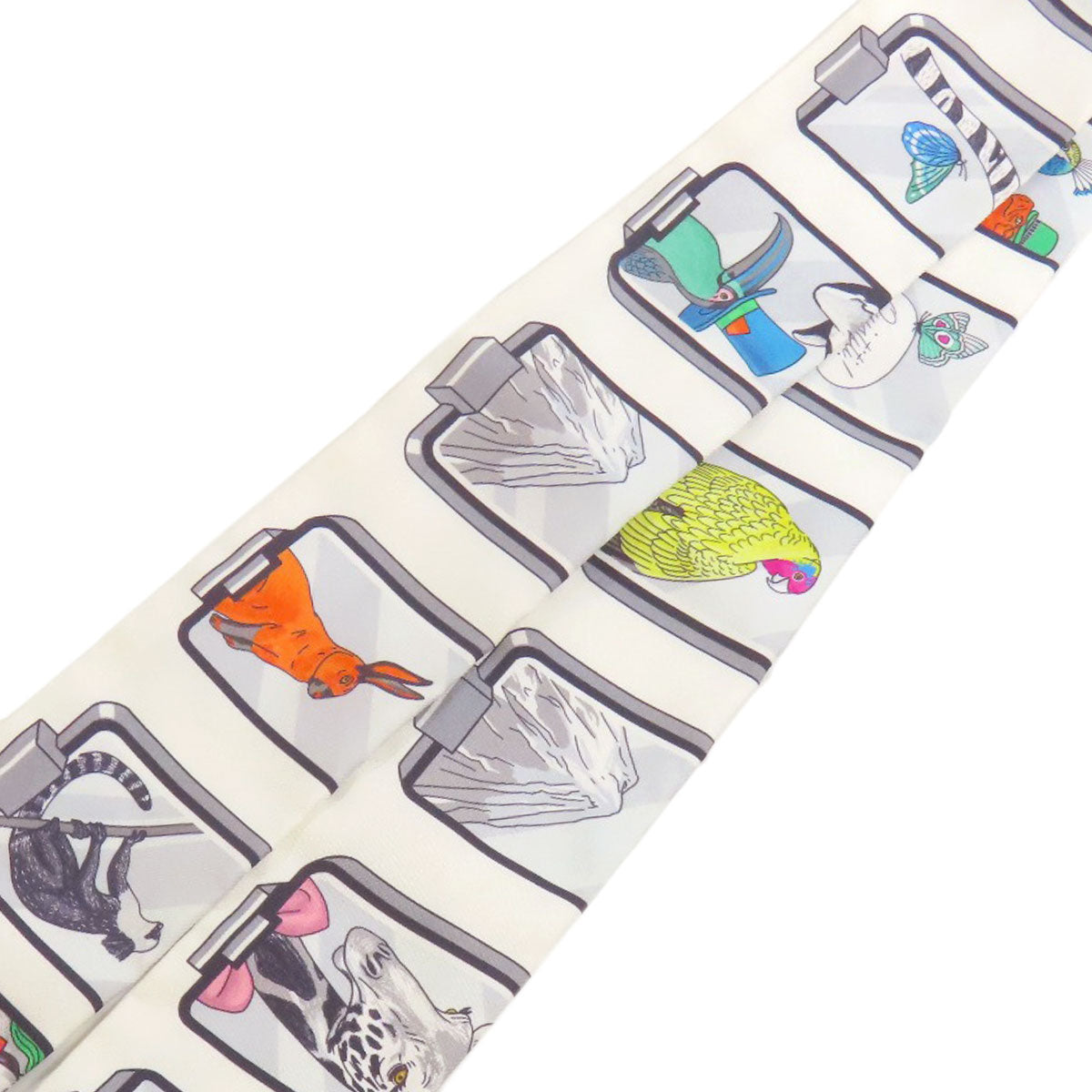 HERMES scarf silk white Twilly