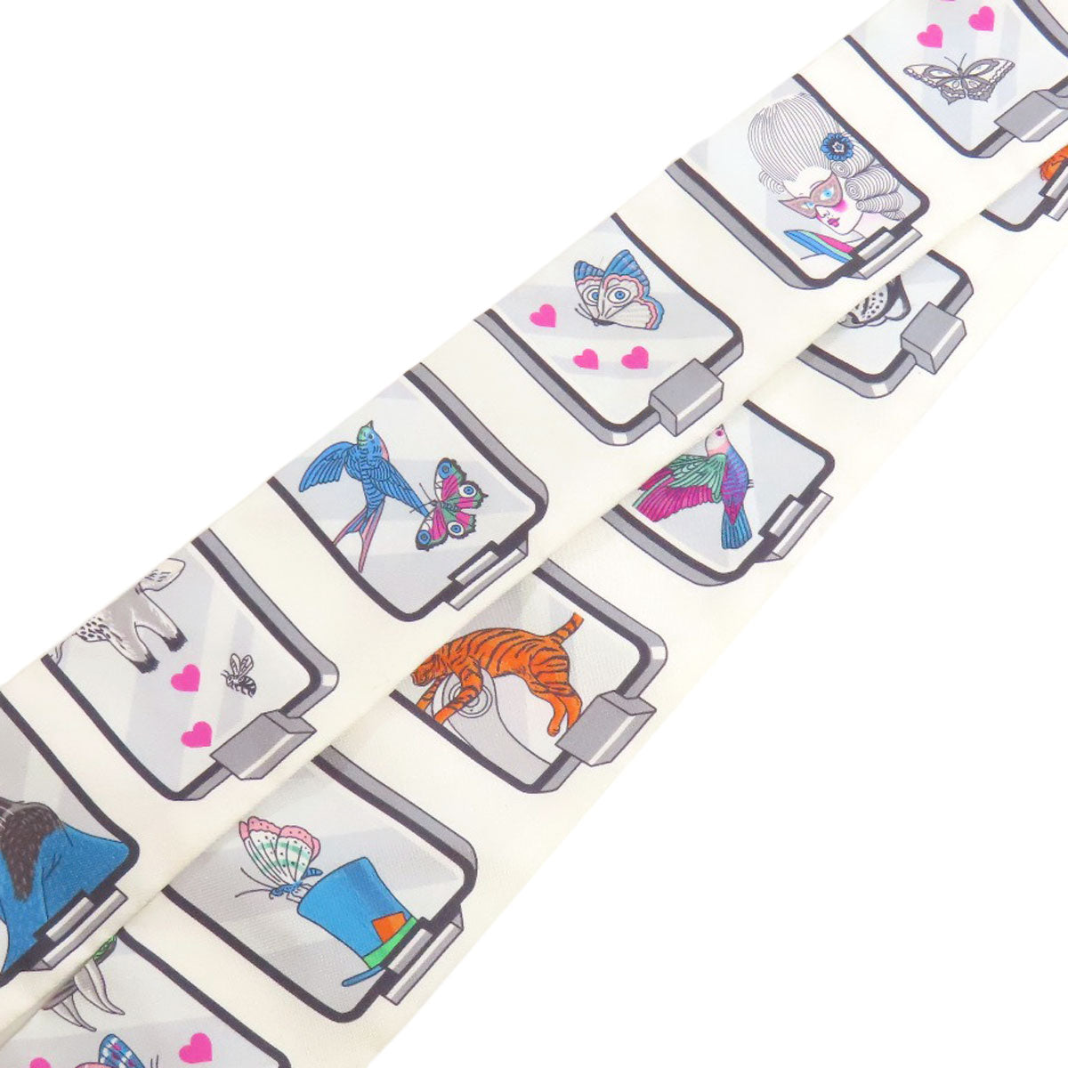 HERMES scarf silk white Twilly