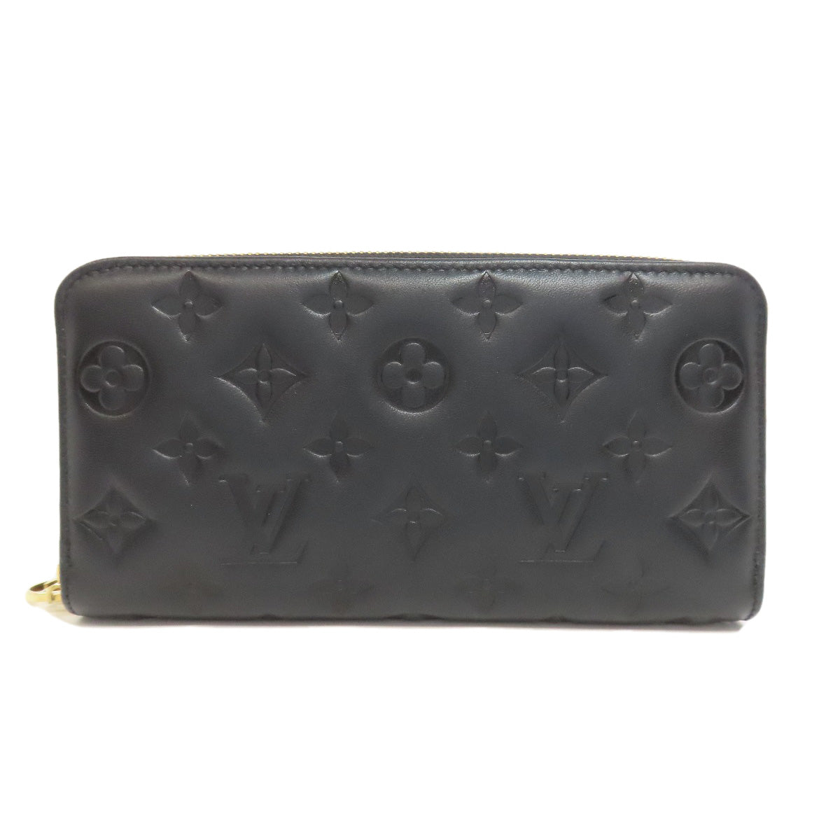 LOUIS VUITTON Long Wallet Purse M81510 Lamb leather black Zippy wallet