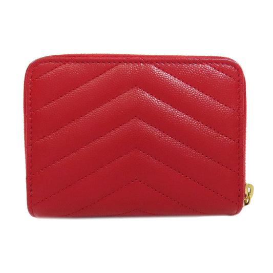 YVES SAINT LAURENT Bifold Wallet Calfskin Red Vstitch