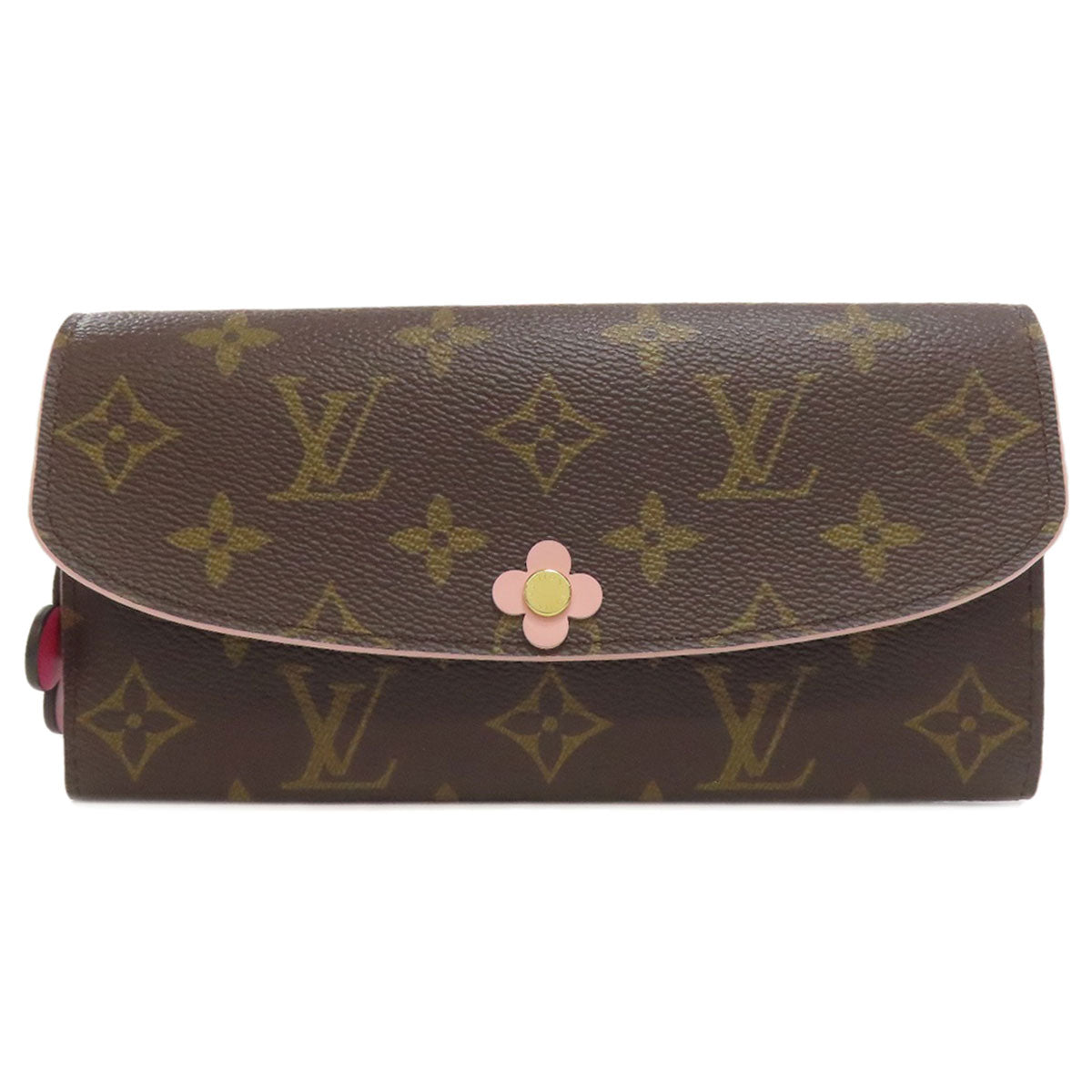 LOUIS VUITTON Long Wallet Purse M64202 Monogram canvas Brown Portefeuilleã»Emily Flower