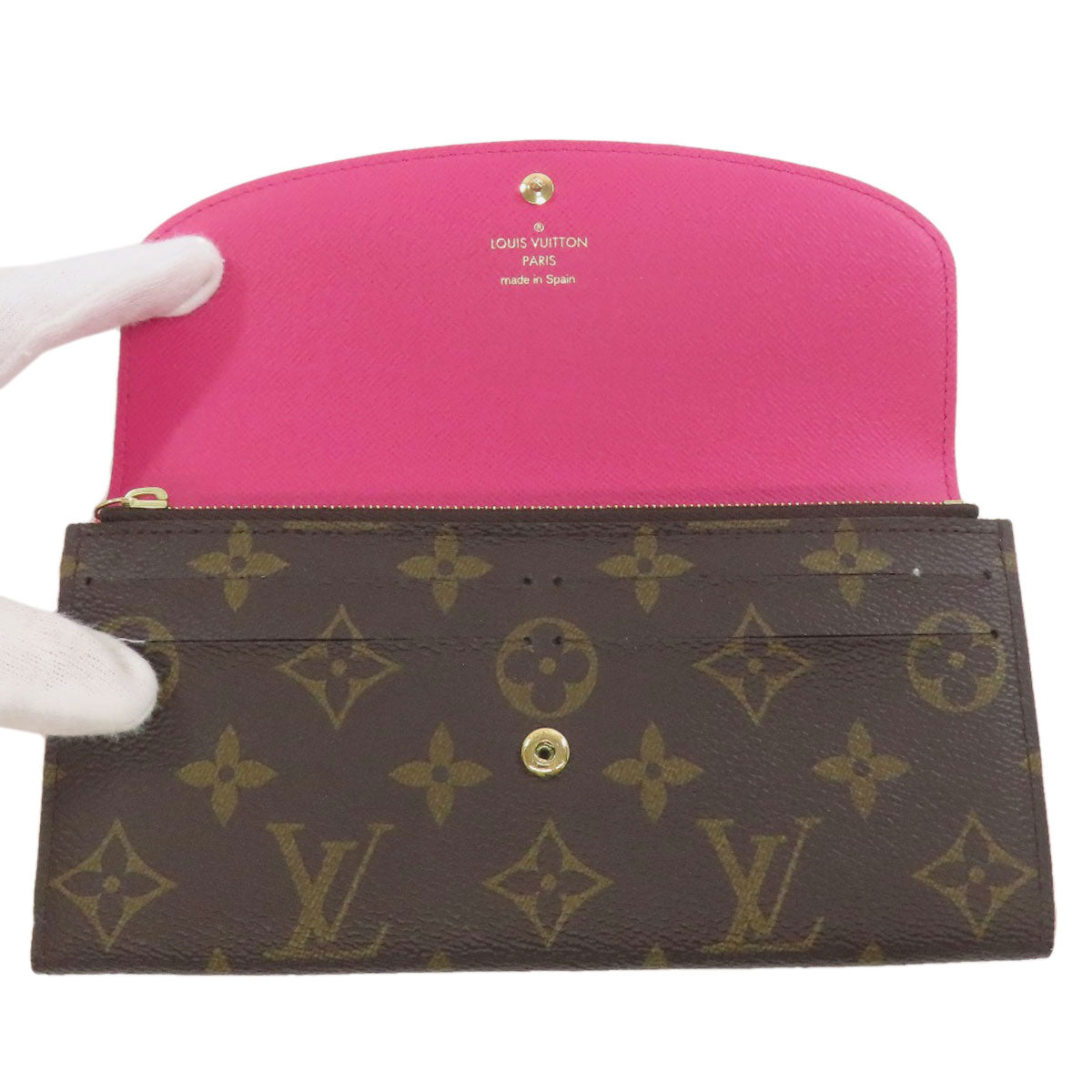 LOUIS VUITTON Long Wallet Purse M64202 Monogram canvas Brown Portefeuilleã»Emily Flower