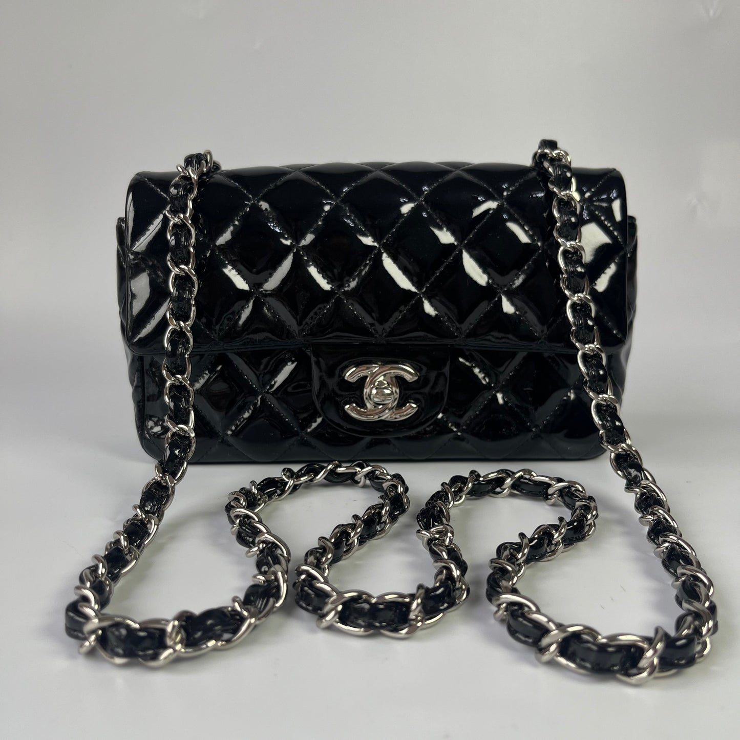 Part 3/3 Chanel Classic Flap Rectangular Mini Black Patent Leather Silver Hardware, 2013-2014