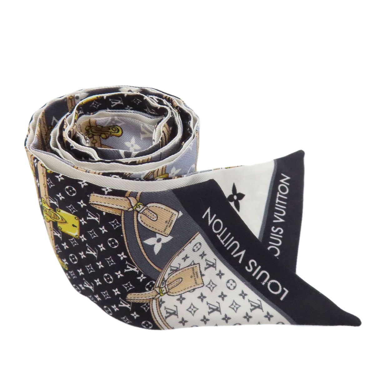 LOUIS VUITTON scarf M76442 silk black Bando BB Let's Go