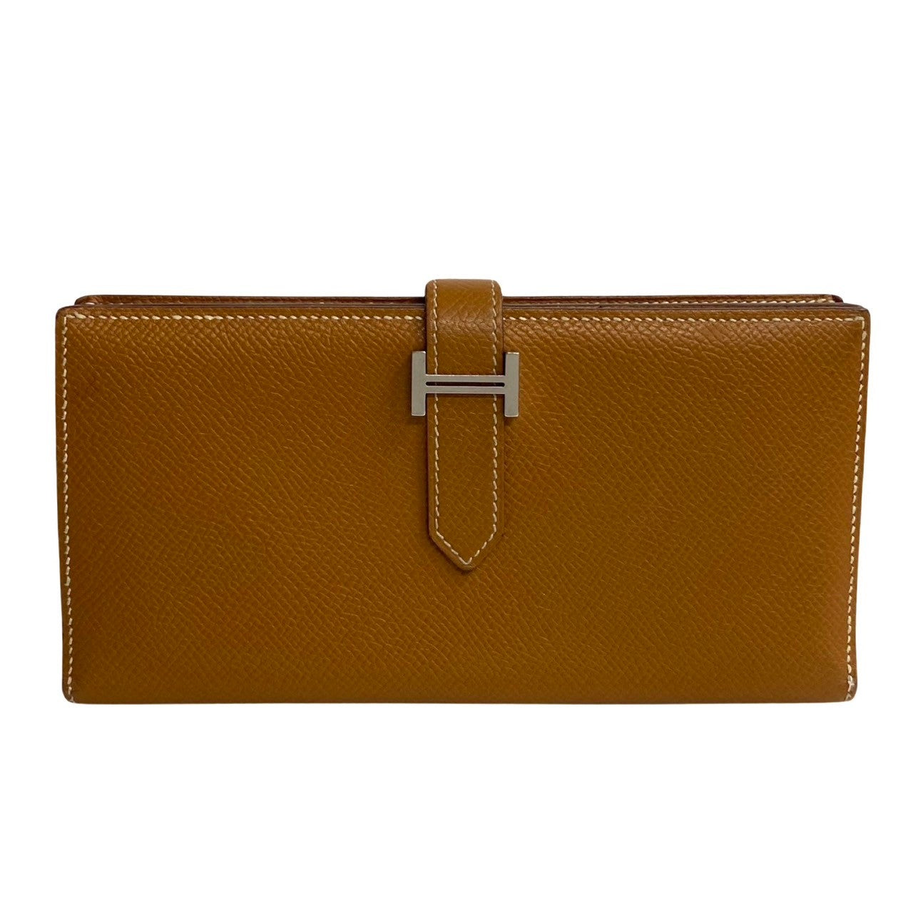 HERMES Long Wallet Purse leather Brown Beansufla Women