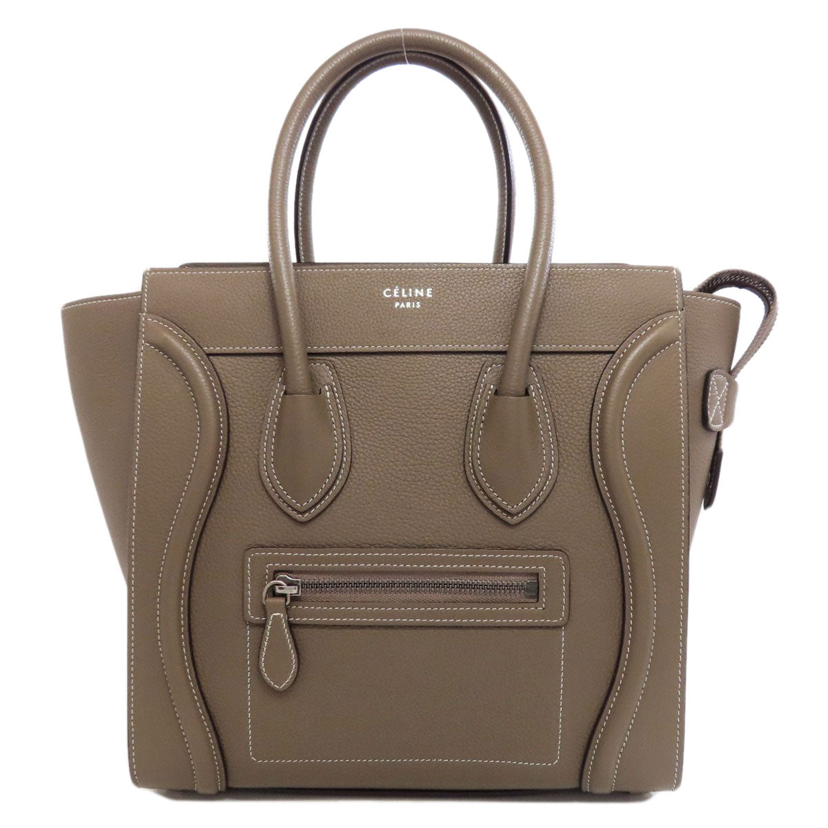 CELINE Tote Bag Calfskin Brown Luggage micro