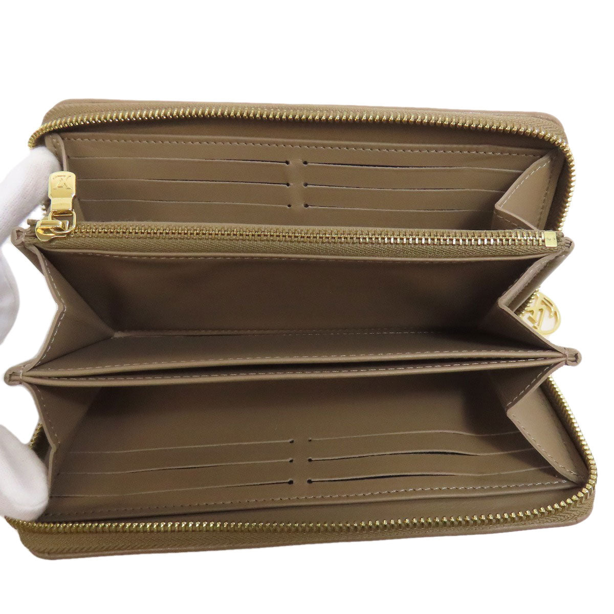LOUIS VUITTON Long Wallet Purse M81511 lambskin Brown Zippy wallet