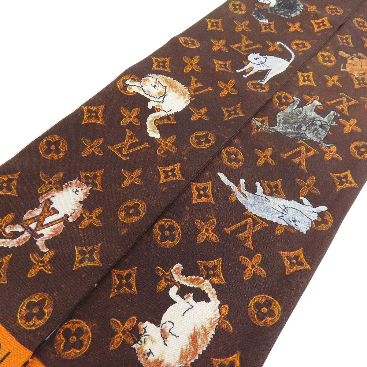 LOUIS VUITTON scarf MP2268 silk Brown Bandoo Catgram