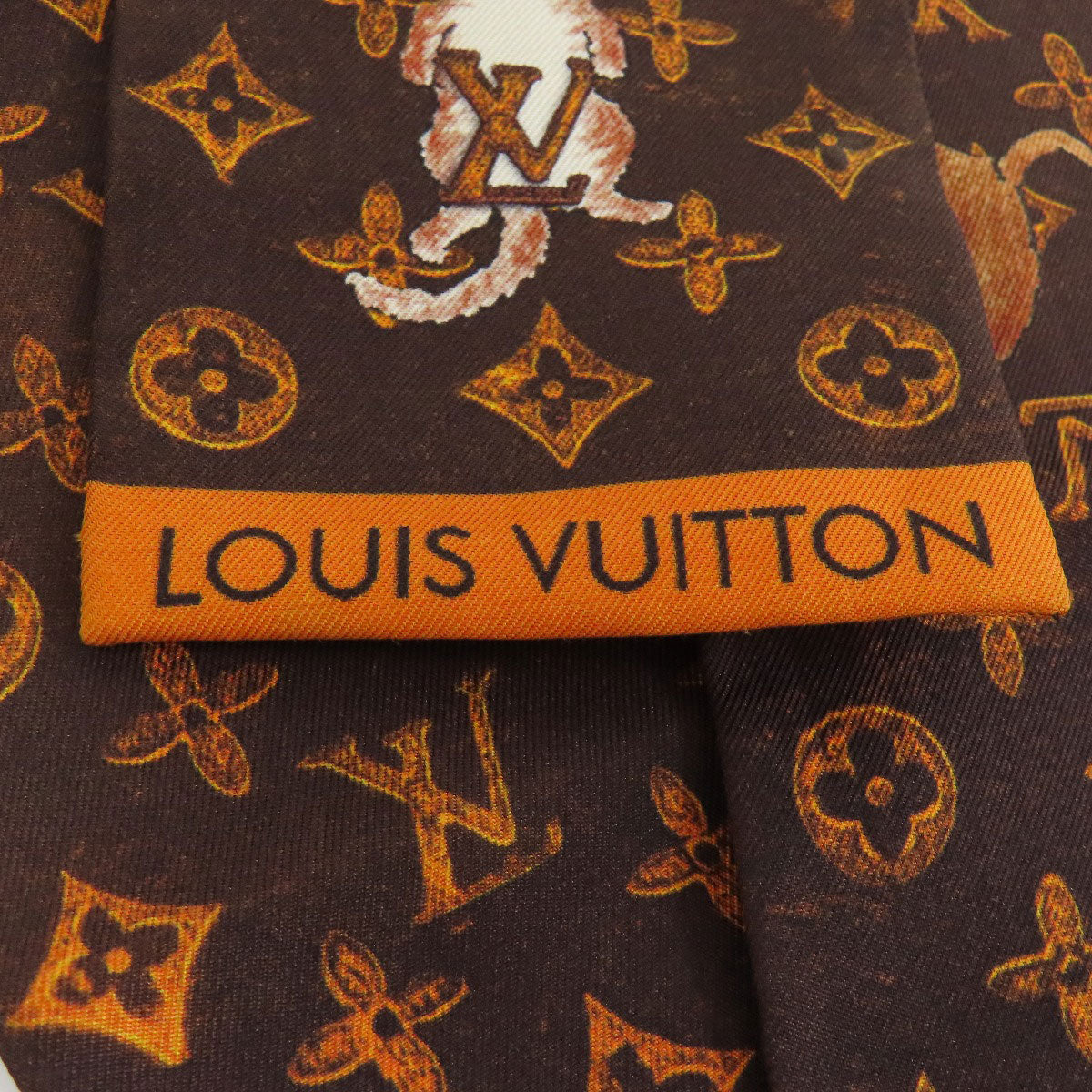 LOUIS VUITTON scarf MP2268 silk Brown Bandoo Catgram