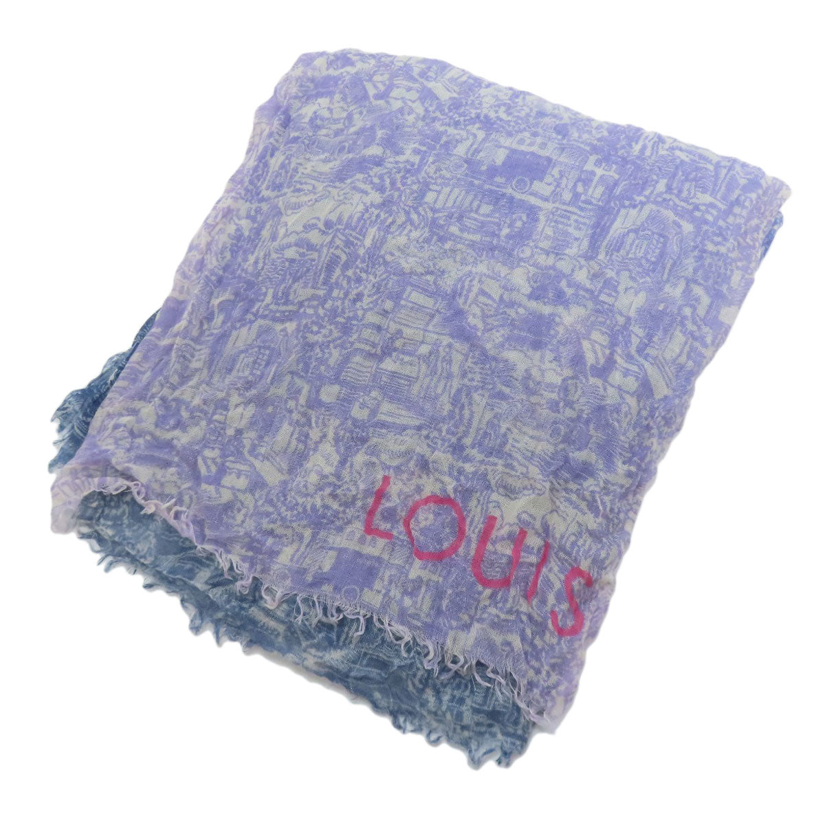 LOUIS VUITTON scarf cashmere blue All-over street pattern