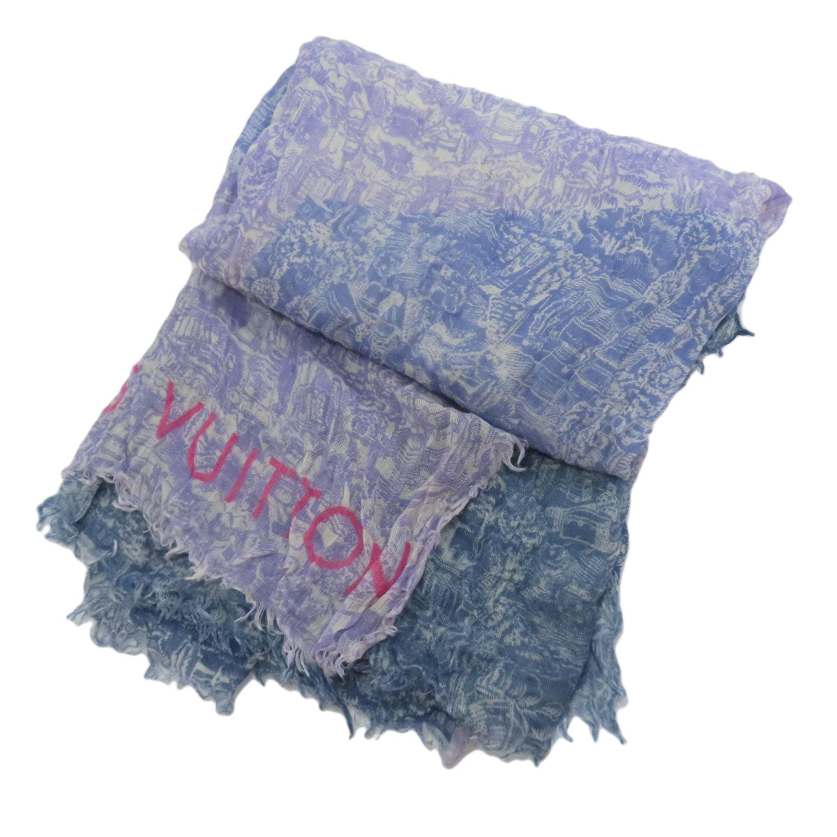 LOUIS VUITTON scarf cashmere blue All-over street pattern