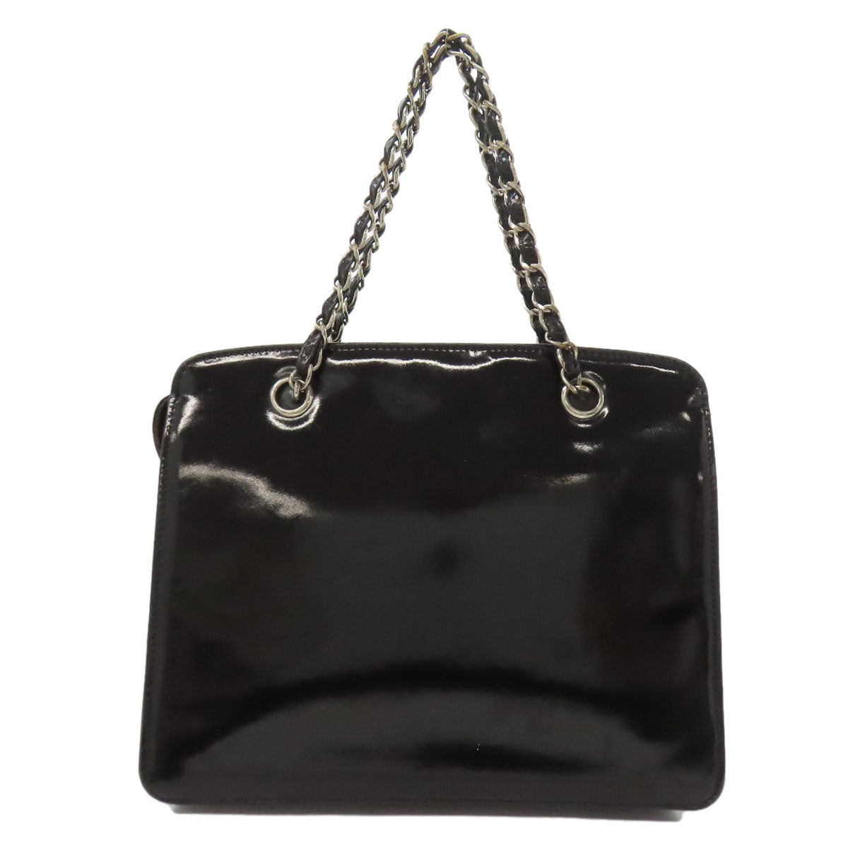 CHANEL Handbag enamel black Chain Bag COCO Mark SilverMetal