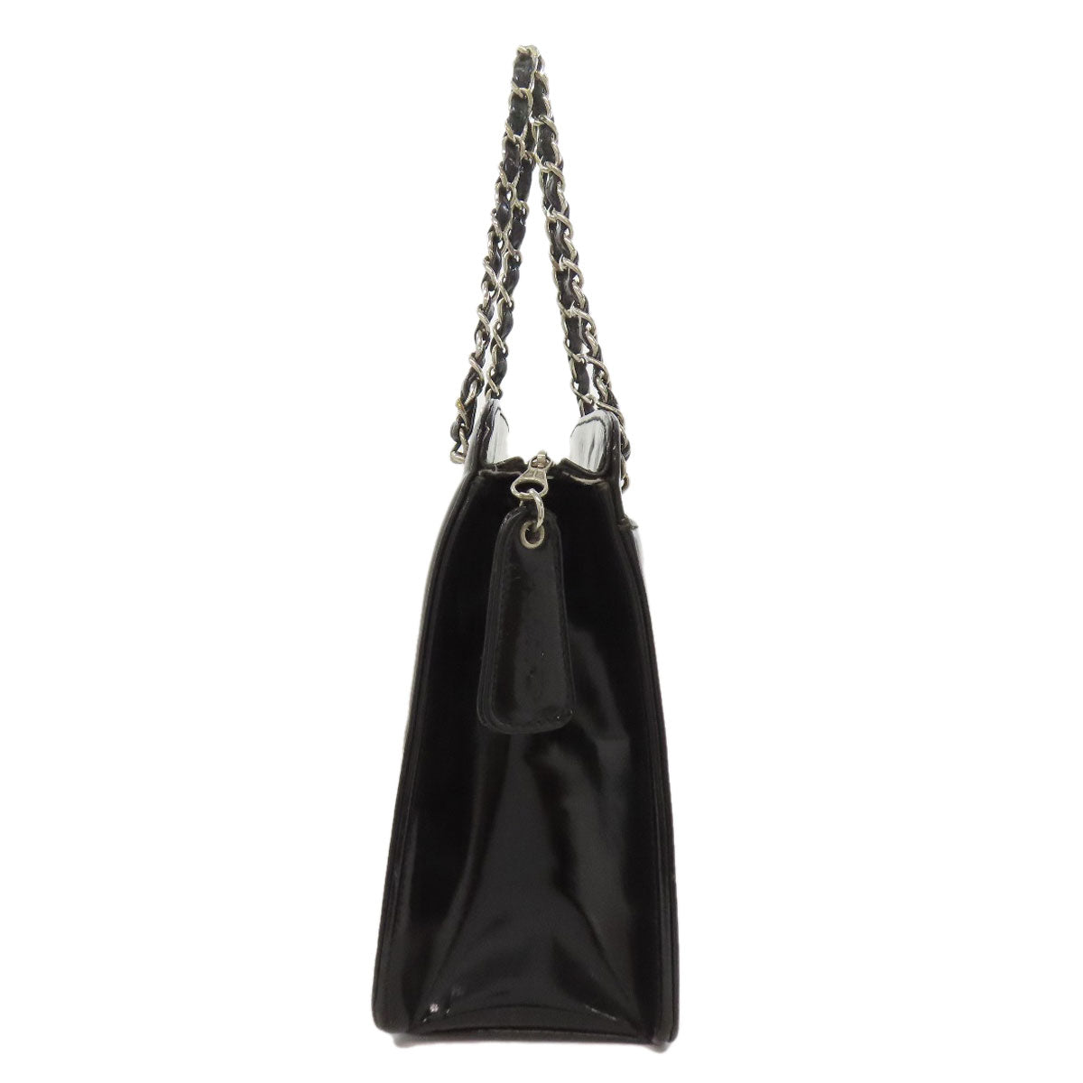 CHANEL Handbag enamel black Chain Bag COCO Mark SilverMetal