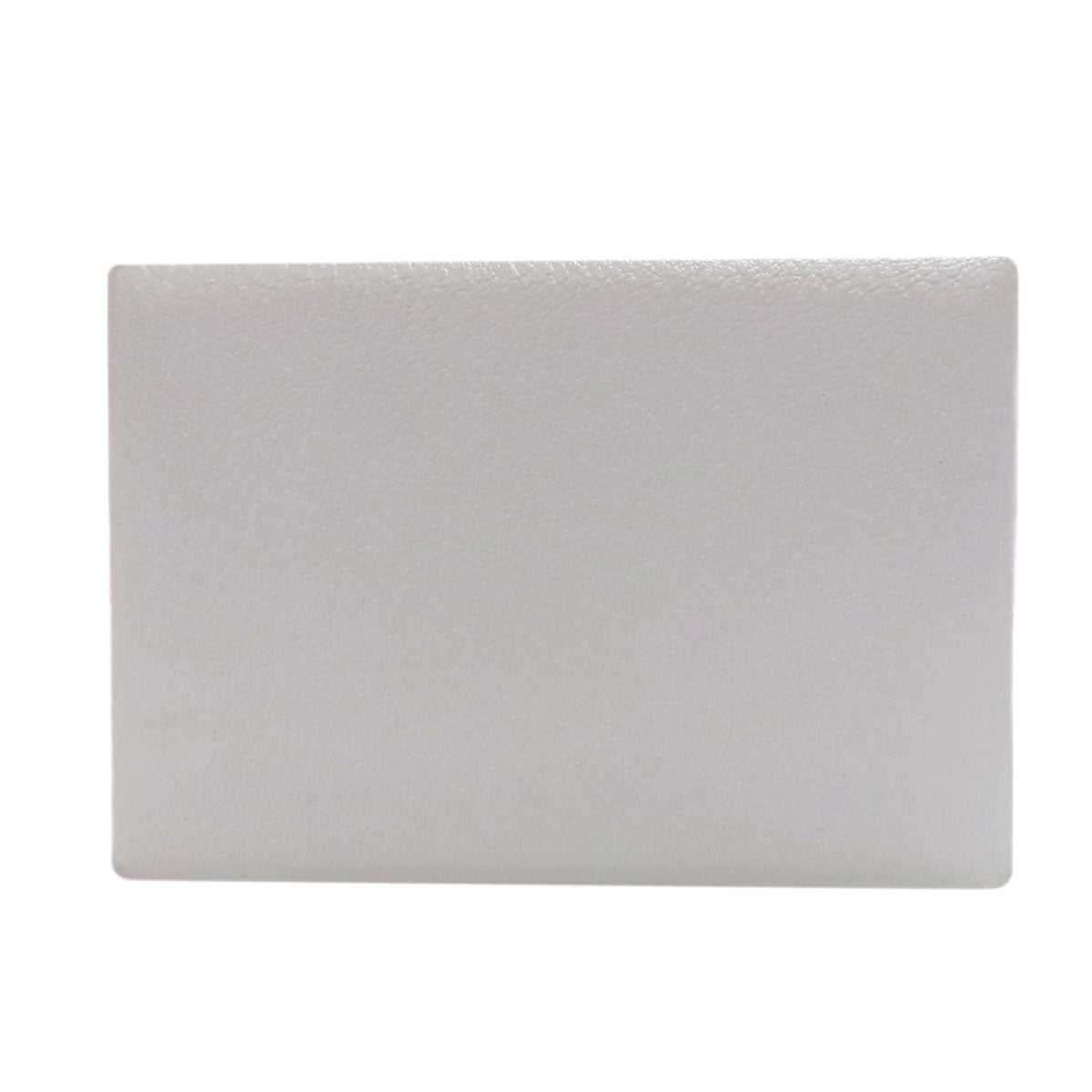 HERMES Card Case Shave white Calvi Blue Brume Silver Metal
