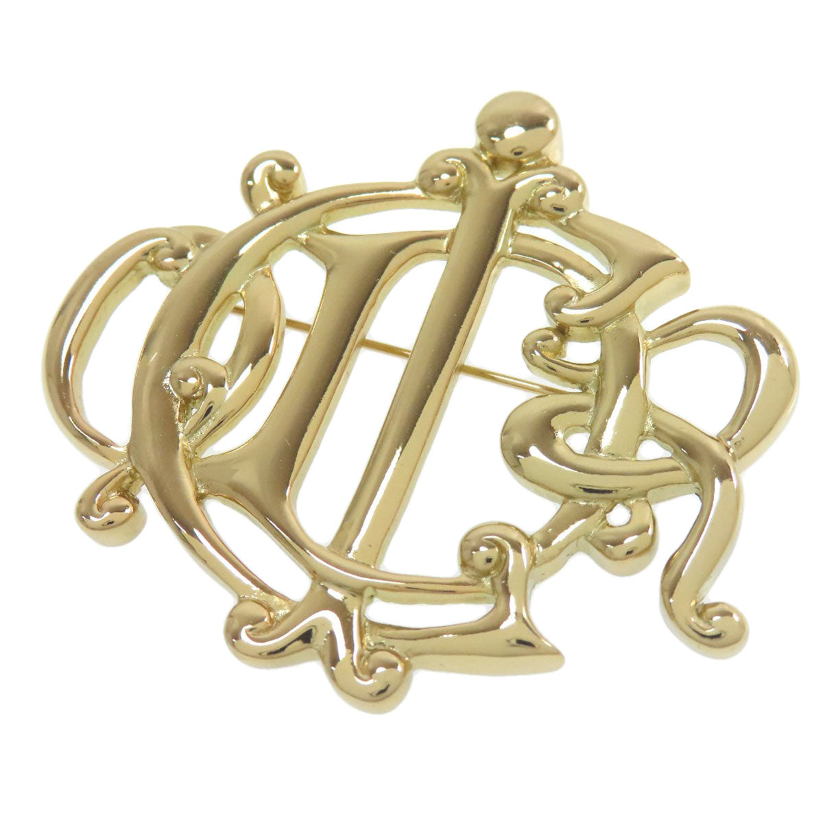 Christian Dior Brooch metallic gold logo