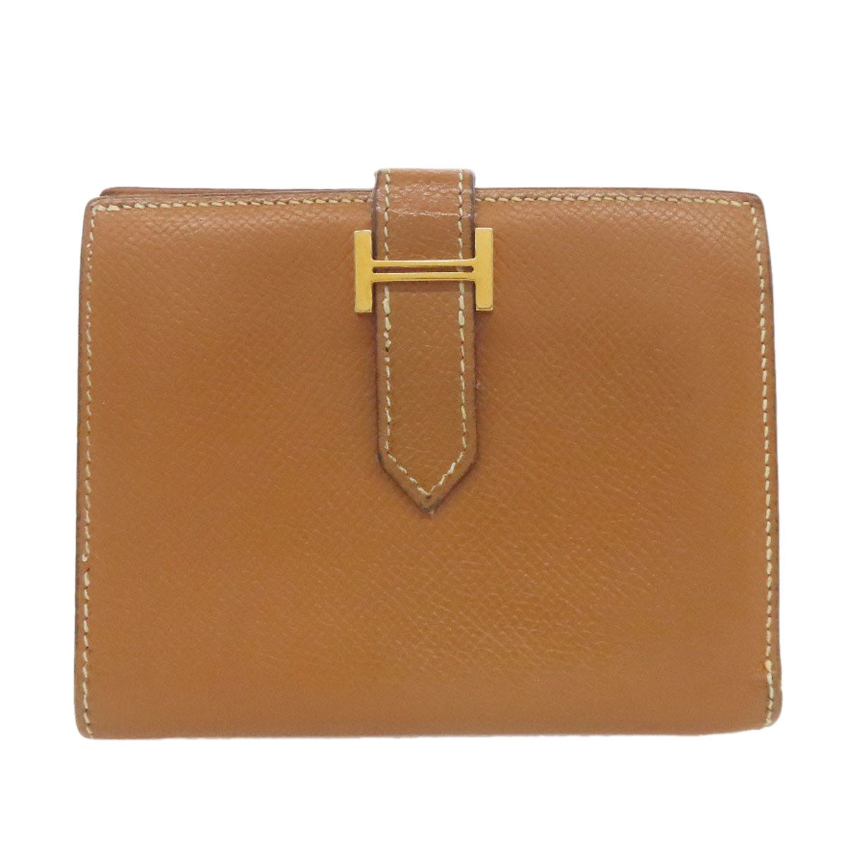 HERMES Bifold Wallet Epsom gold Bearn Compact Gold Gold Metal