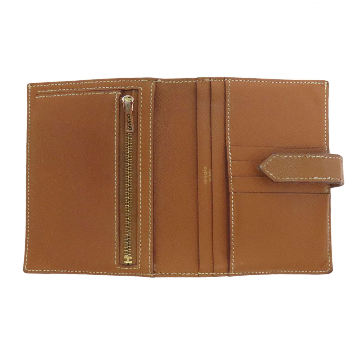 HERMES Bifold Wallet Epsom gold Bearn Compact Gold Gold Metal