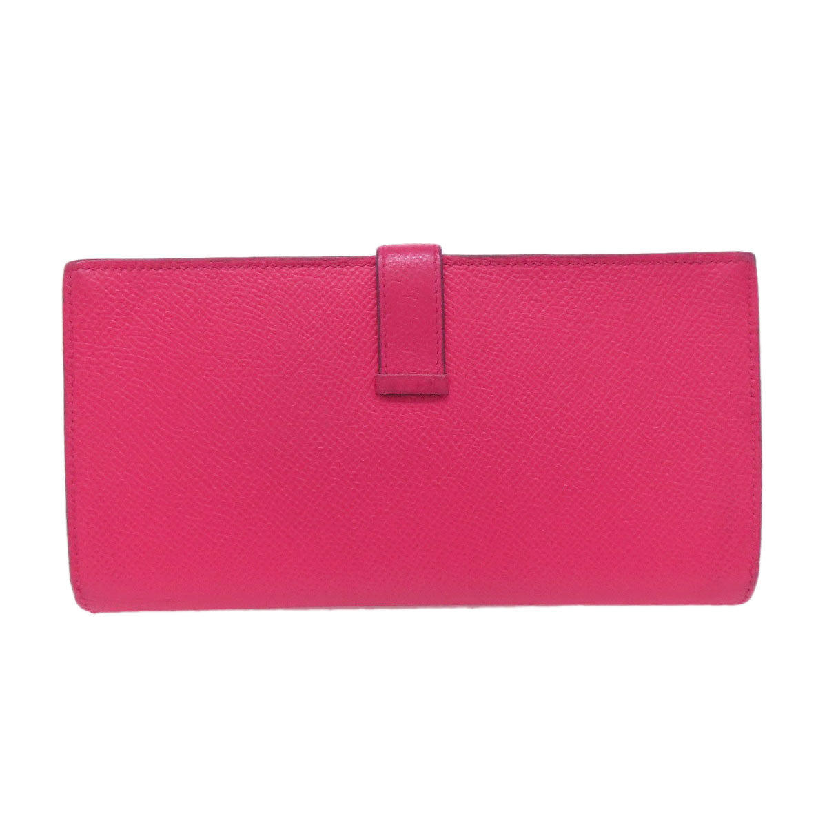 HERMES Long Wallet Purse Epsom pink Bearn Soufflet Silver Metal