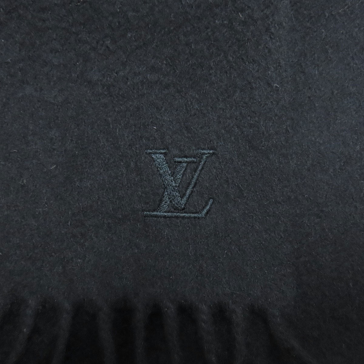 LOUIS VUITTON Scarf M75362 cashmere black Esharp Geraum
