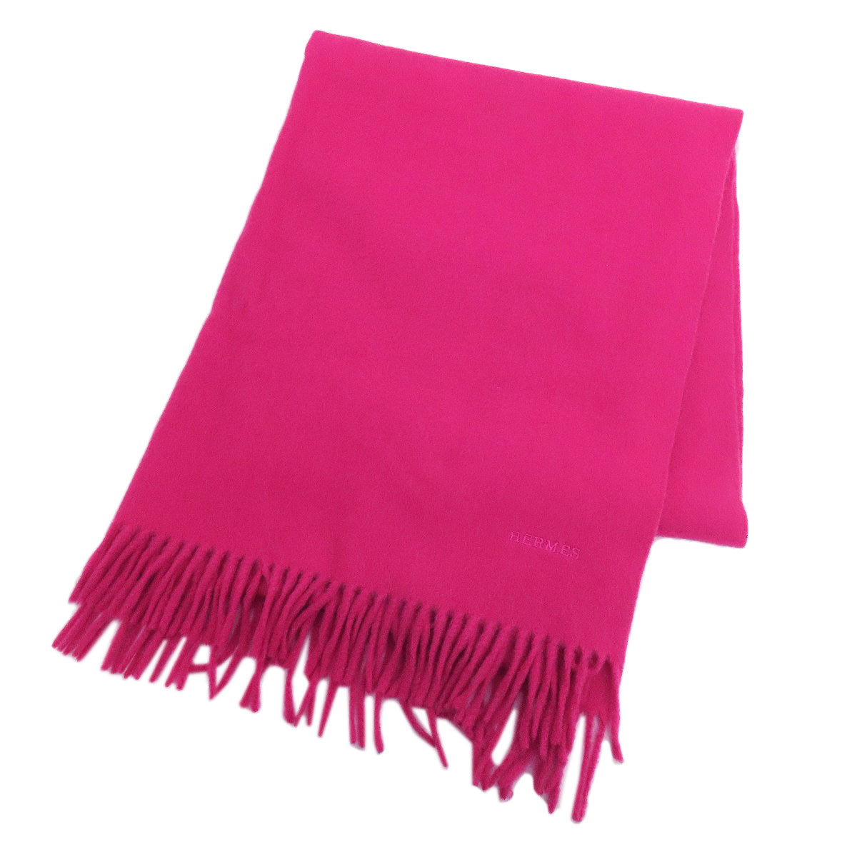 HERMES Scarf cashmere pink logo