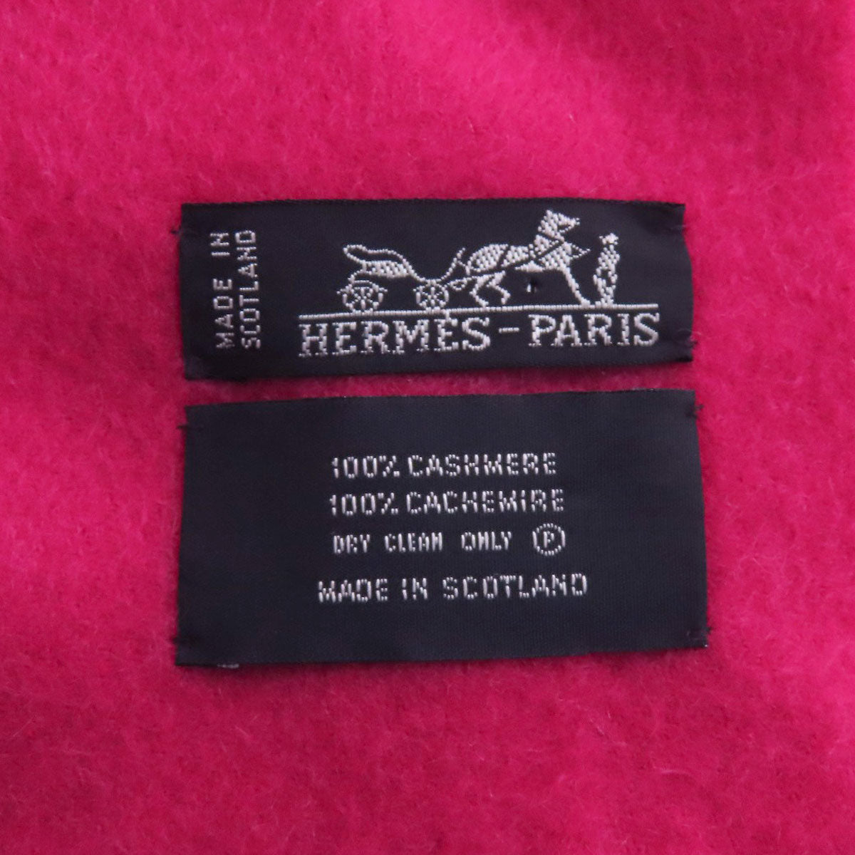 HERMES Scarf cashmere pink logo