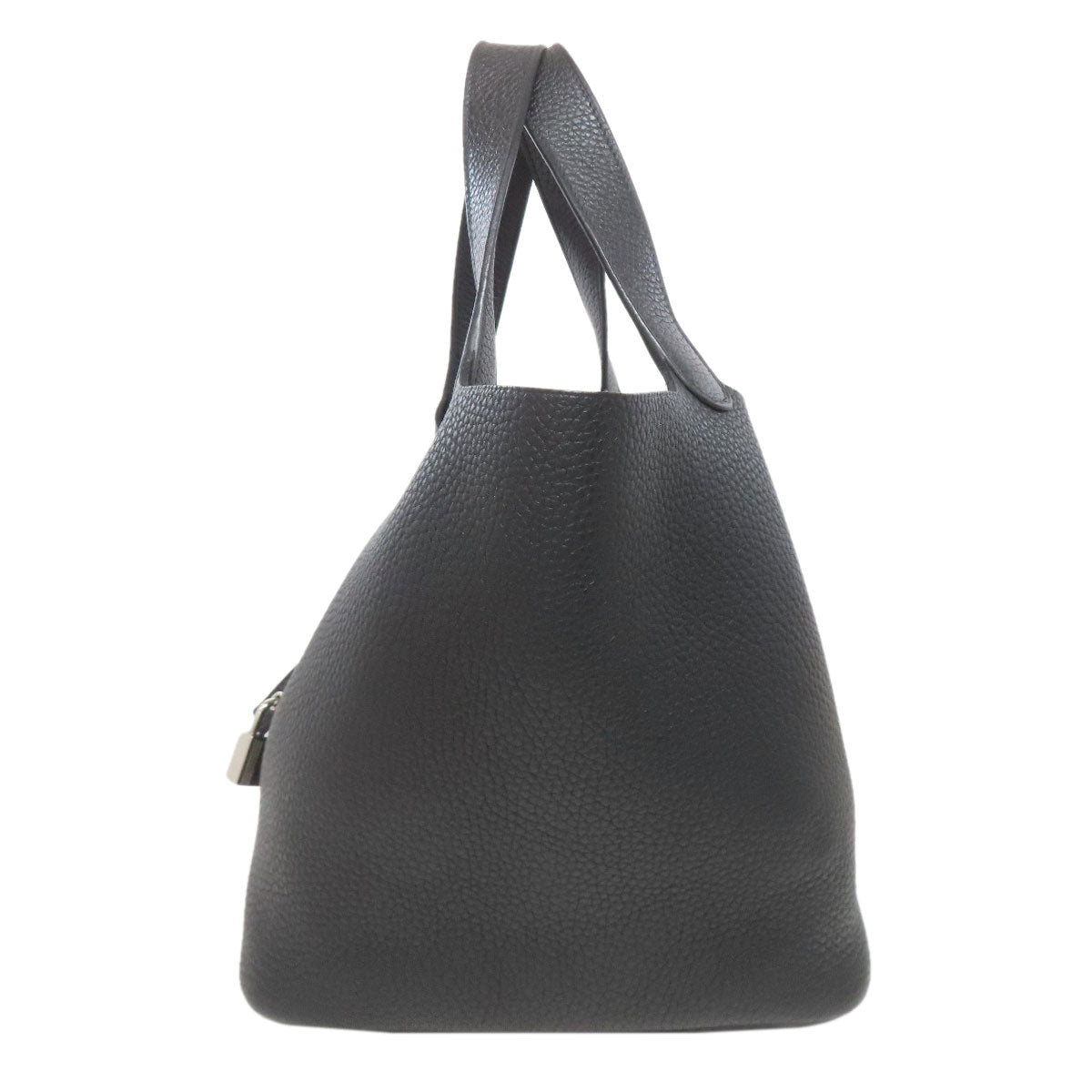 HERMES Handbag Taurillon Clemence black Picotin Lock MM SilverMetal