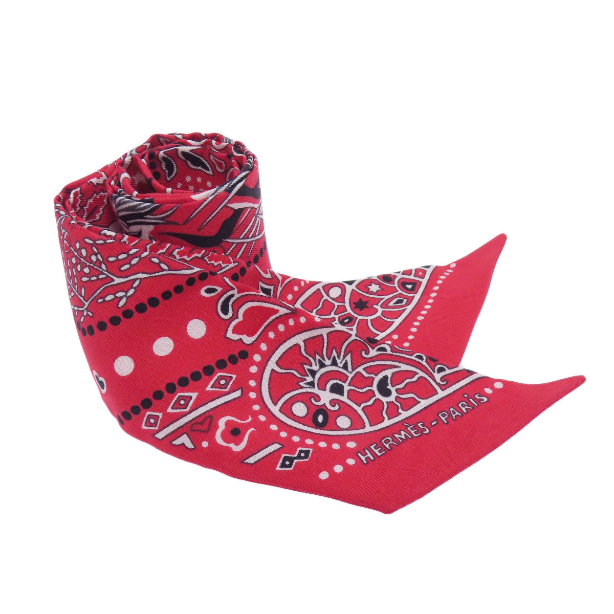 HERMES scarf silk Red Twilly