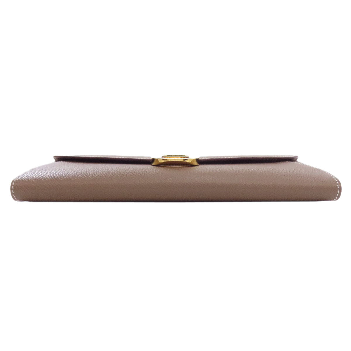 HERMES Long Wallet Purse Epsom beige Chene Dunkle To Go Etoupe Gold Metal
