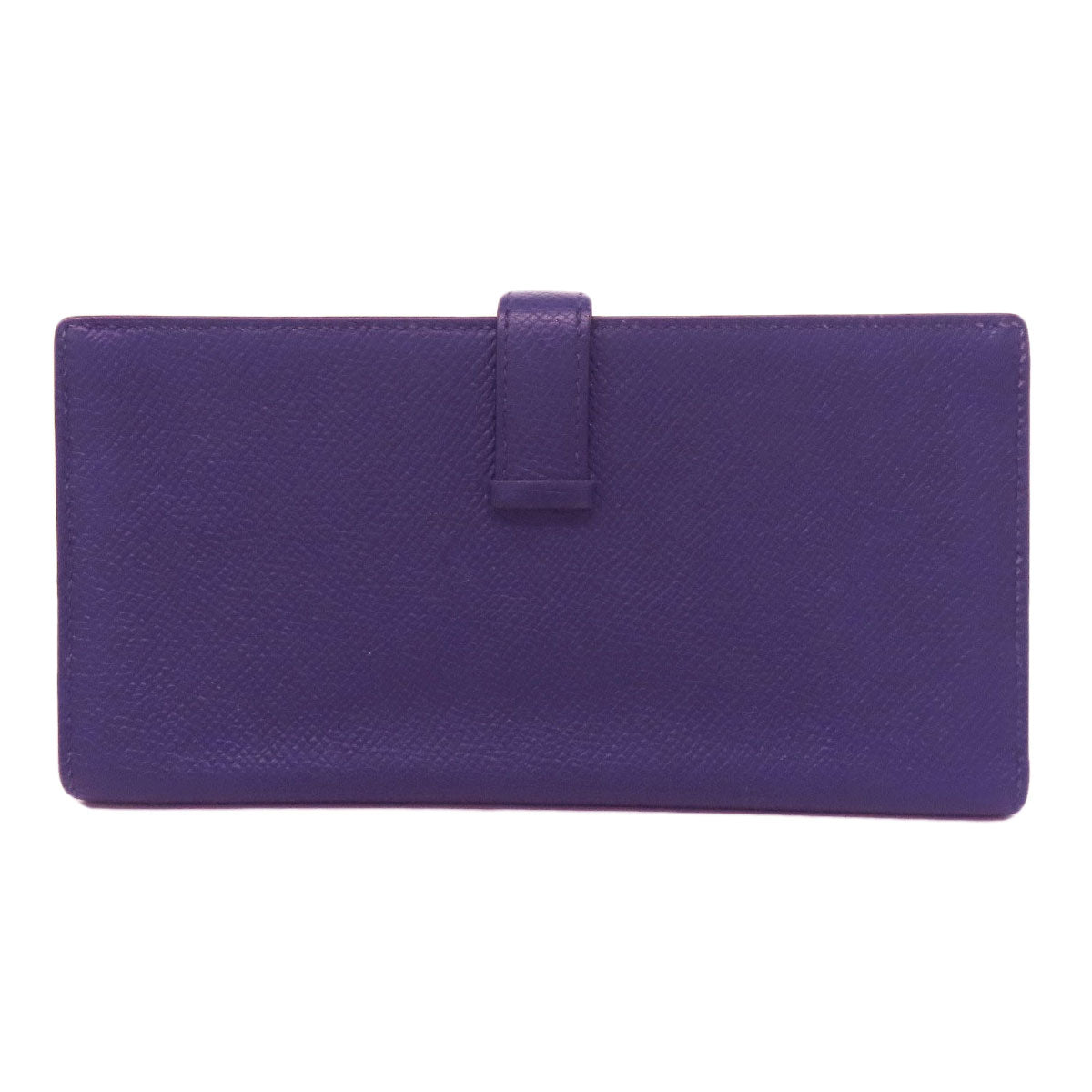 HERMES Long Wallet Purse Epsom purple Bearn Soufflet Silver Metal