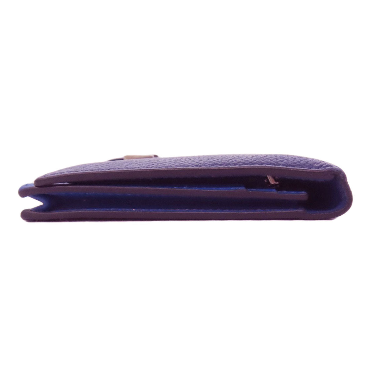HERMES Long Wallet Purse Epsom purple Bearn Soufflet Silver Metal