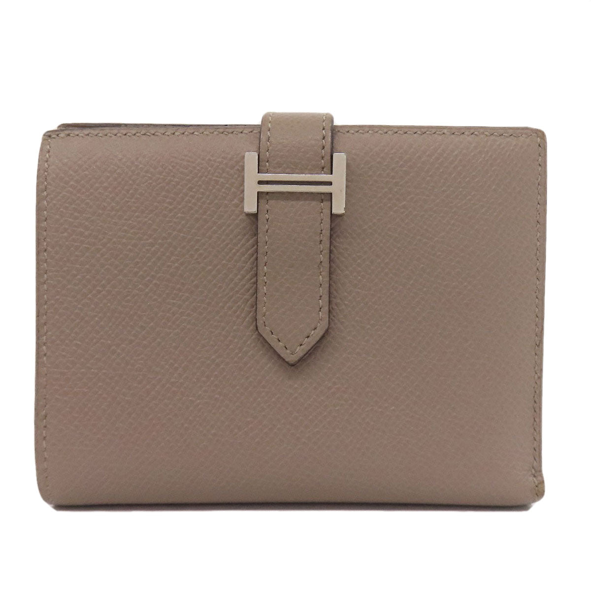 HERMES Bifold Wallet Epsom gray Bearn Compact SilverMetal
