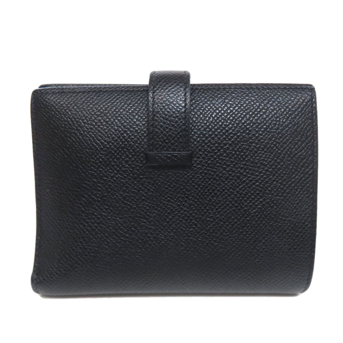 HERMES Bifold Wallet Epsom black Bearn Compact Gold Metal