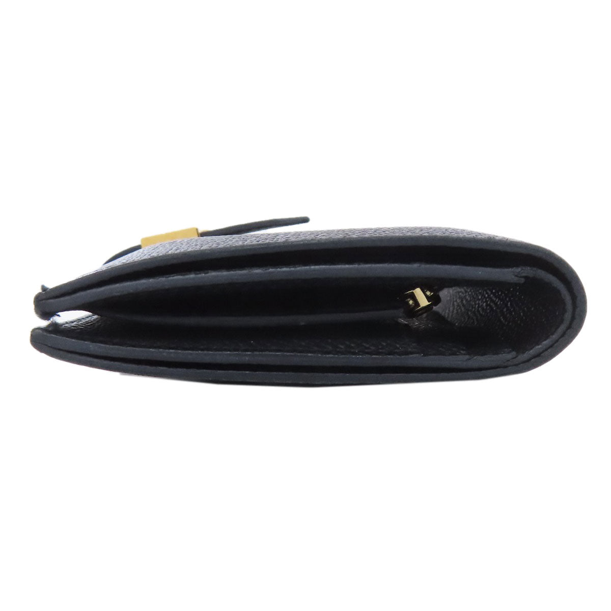 HERMES Bifold Wallet Epsom black Bearn Compact Gold Metal