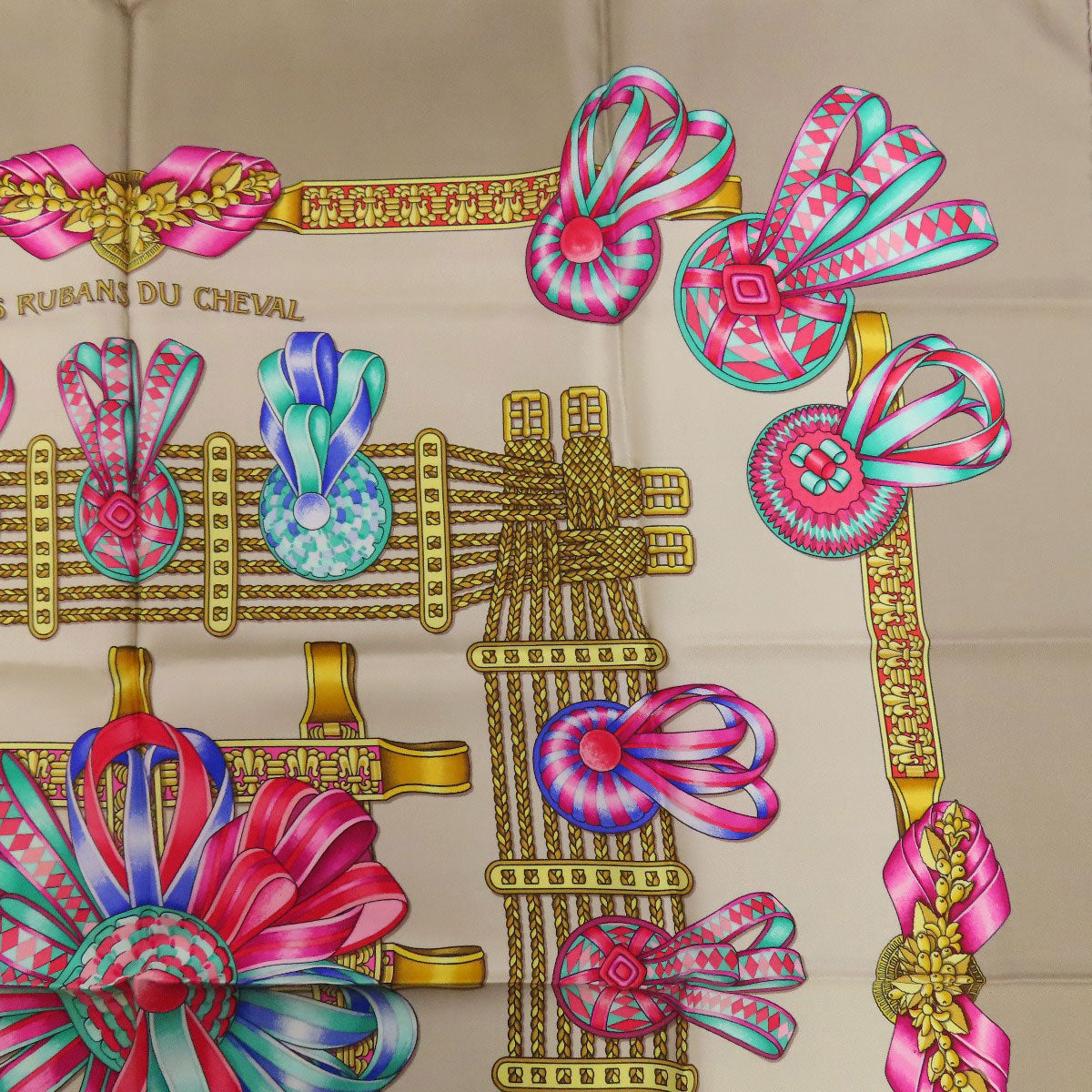 HERMES scarf silk Brown Carre90 Horse Ribbon
