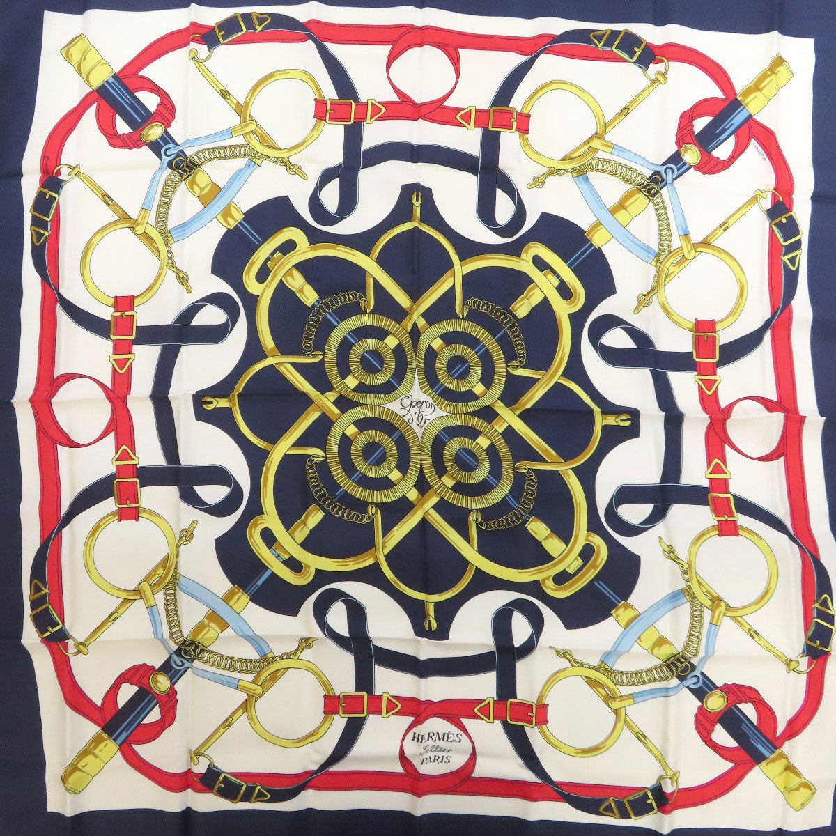 HERMES scarf silk white Carre90