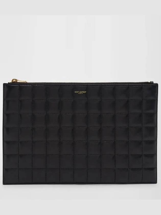 Luxury Saint Laurent Trending 2025 Quilted Leather Card Wallet Black