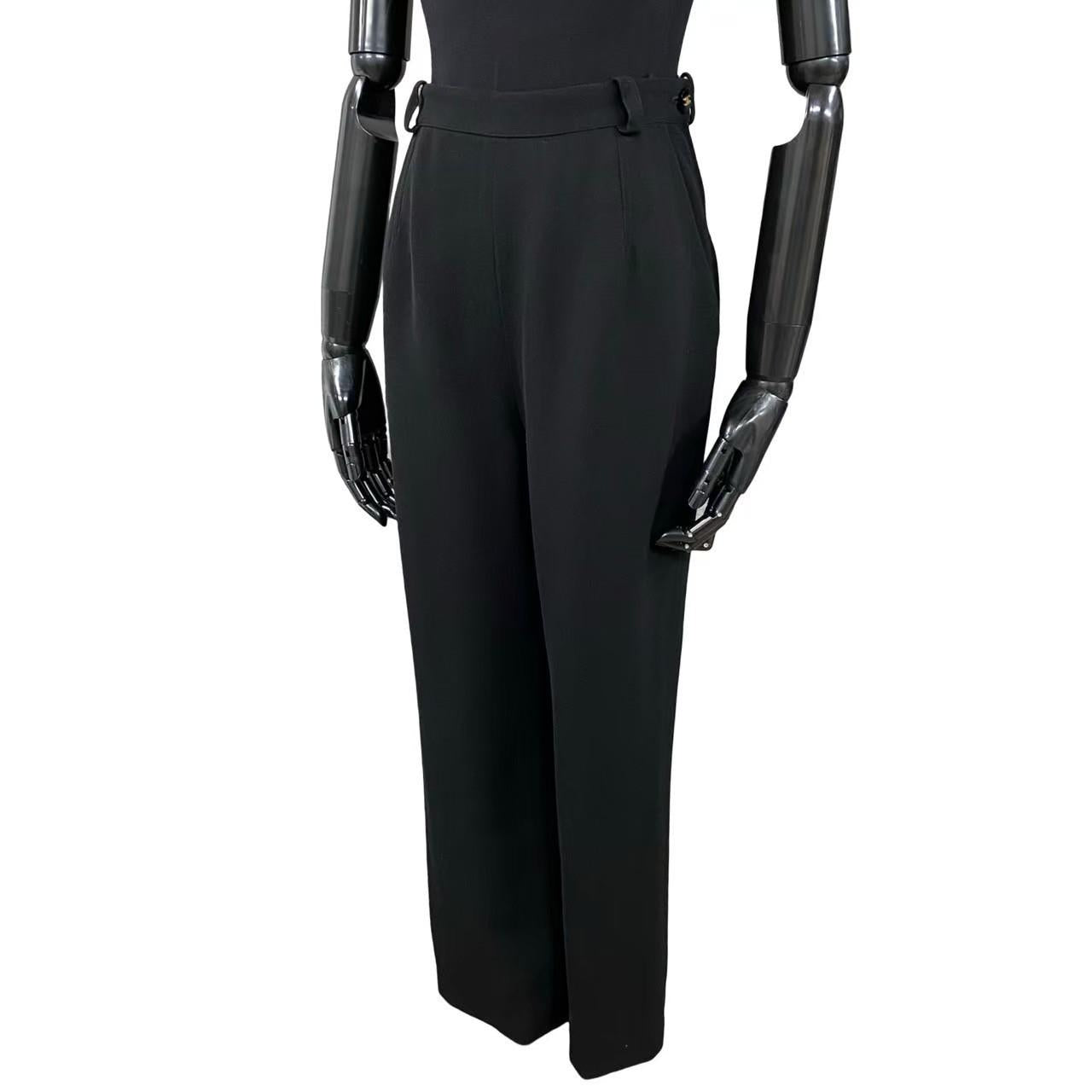CHANEL Pants wool black COCO Mark button Women 38