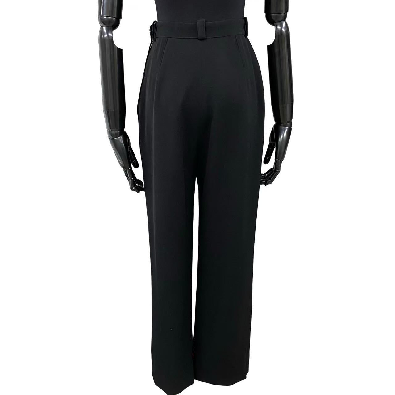 CHANEL Pants wool black COCO Mark button Women 38