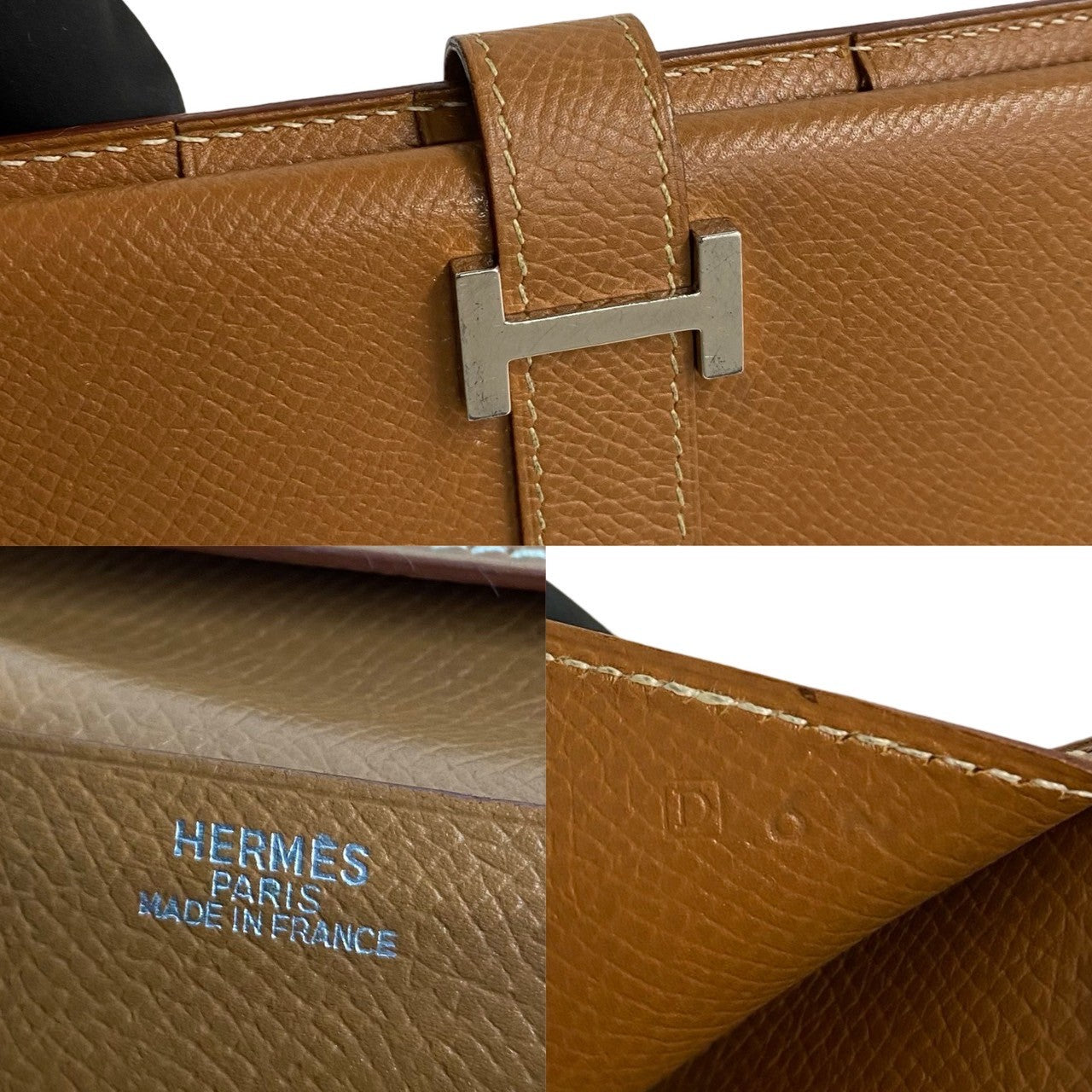 HERMES Long Wallet Purse Epsom Brown Bean Women