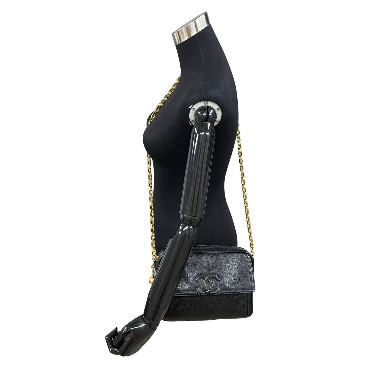 CHANEL Shoulder Bag Matt caviar skin black Women