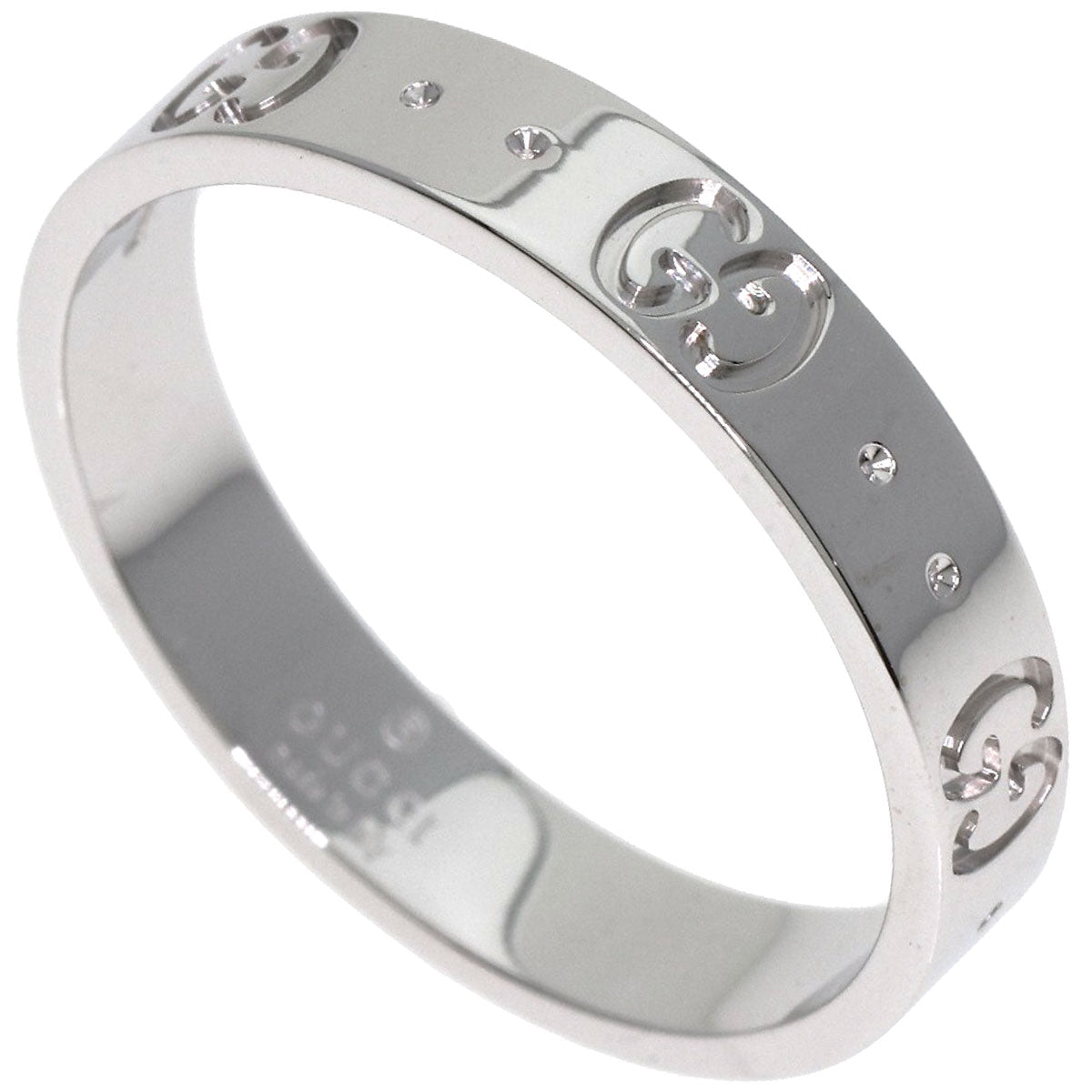 GUCCI Ring K18WG Silver GG Icon #19