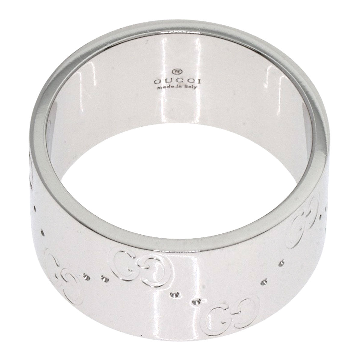 GUCCI Ring K18WG Silver GG Icon Wide #11