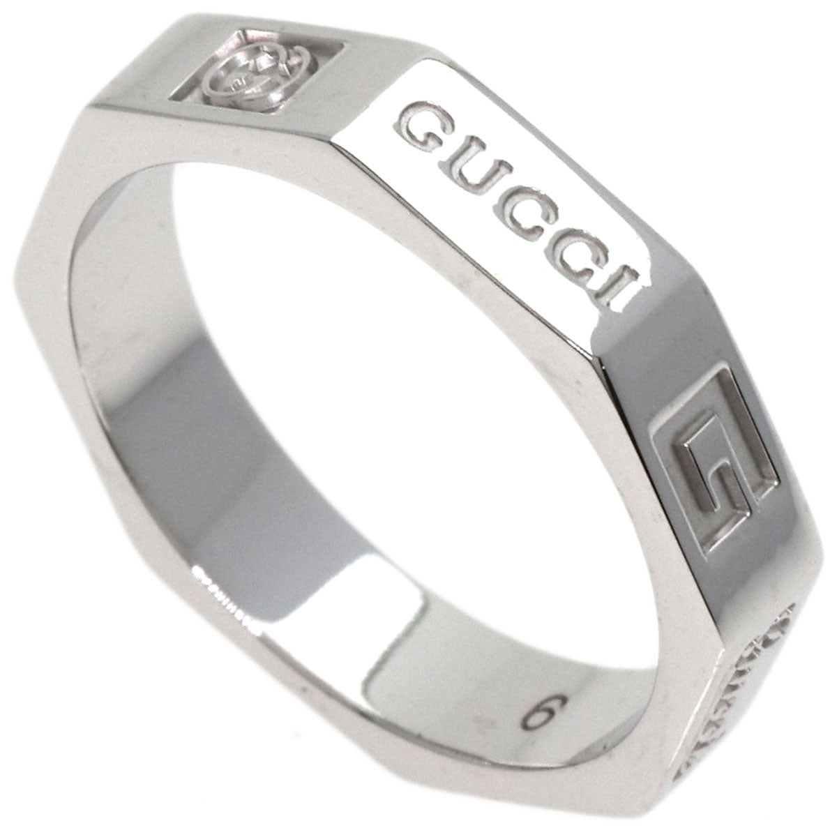 GUCCI Ring K18WG Silver Octagonal #6