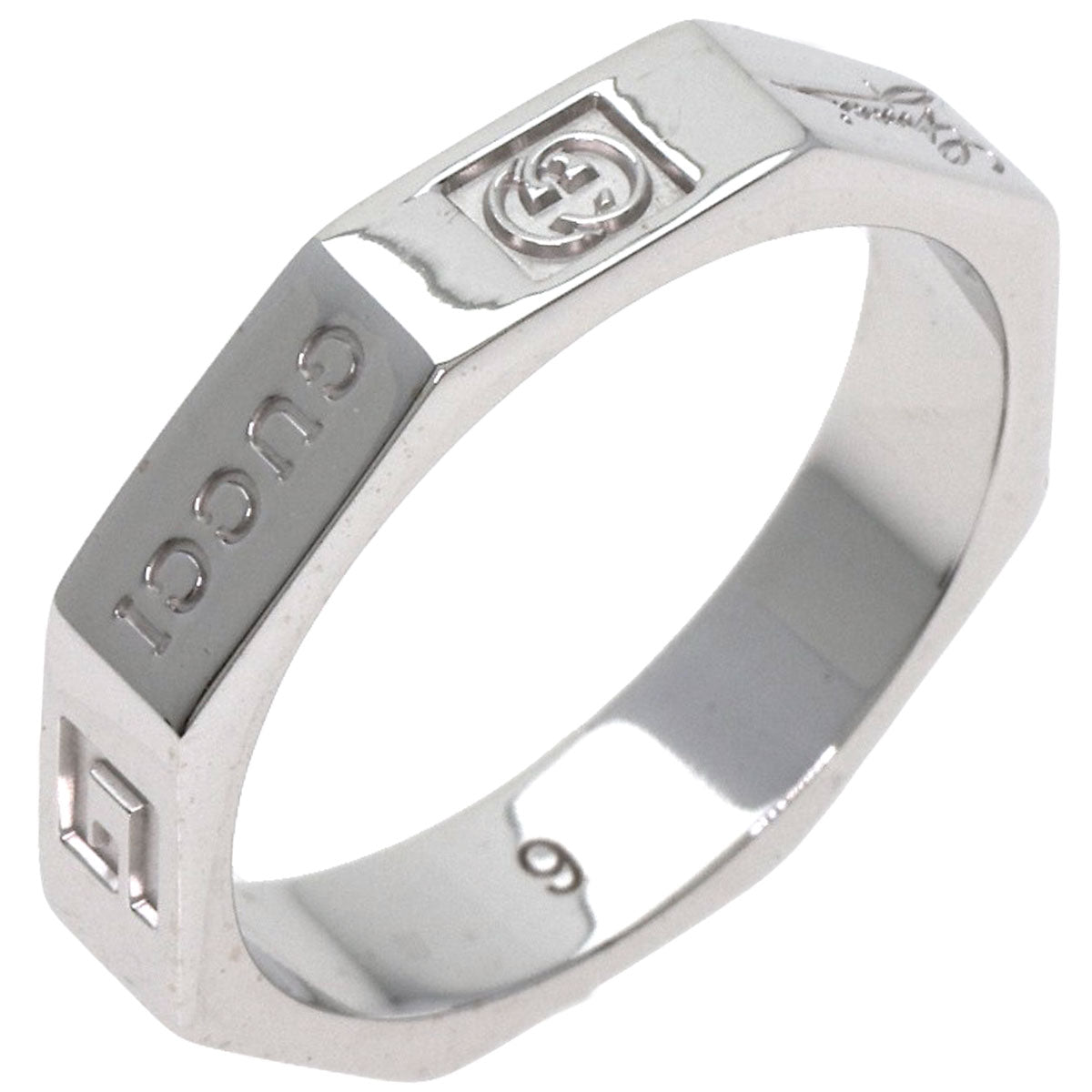 GUCCI Ring K18WG Silver Octagonal #6