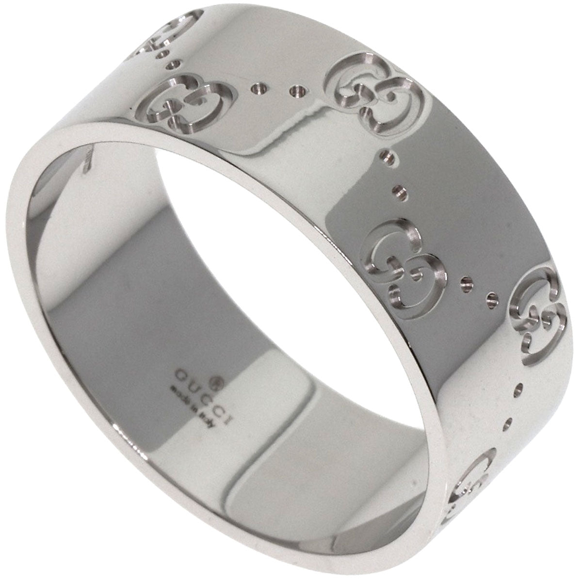 GUCCI Ring K18WG Silver GG Icon Wide #27